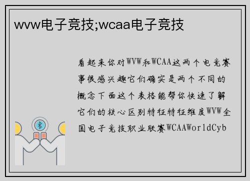wvw电子竞技;wcaa电子竞技